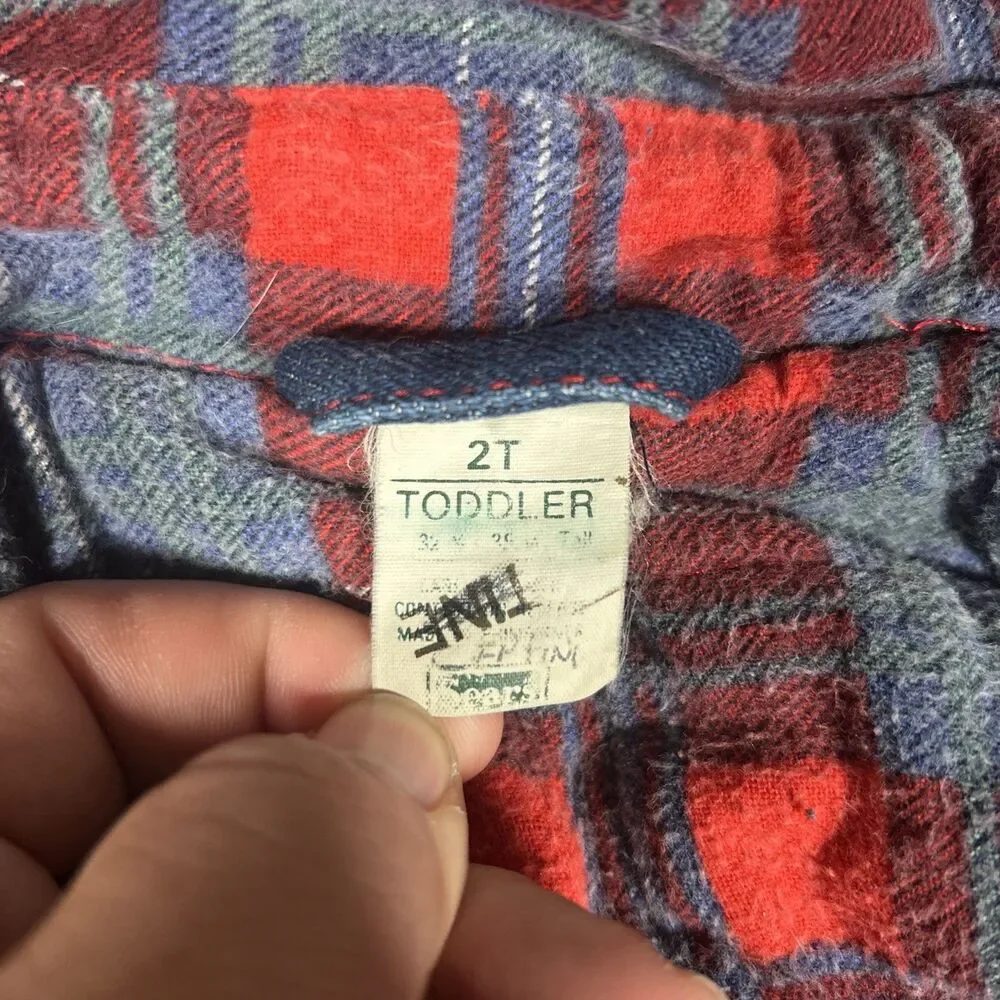 Vintage Sears 2T Toodler Flannel Lined Full Zip Hooded Denim Jean Jacket EUC 90s